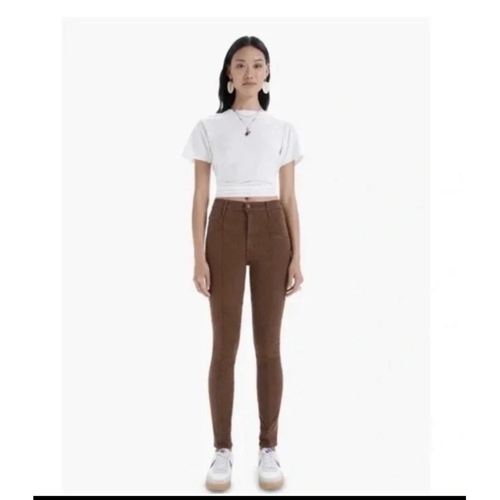 MOTHER 26 High Waisted Looker Skinny Jeans Women Brown